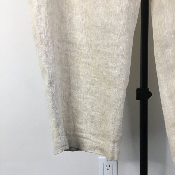 EILEEN FISHER Beige Italian Linen Cotton Blend Textured Pant - Picture 15 of 16